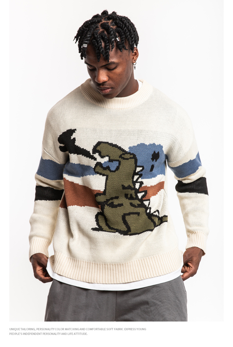 Retro cartoon dinosaur sweater