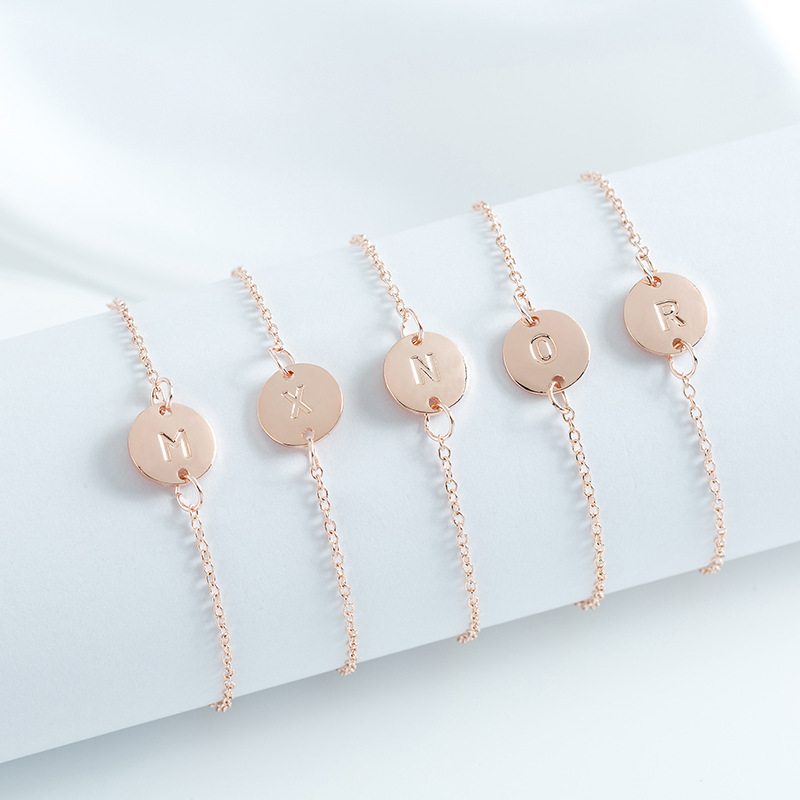 Round pendant 26 English alphabet bracelet