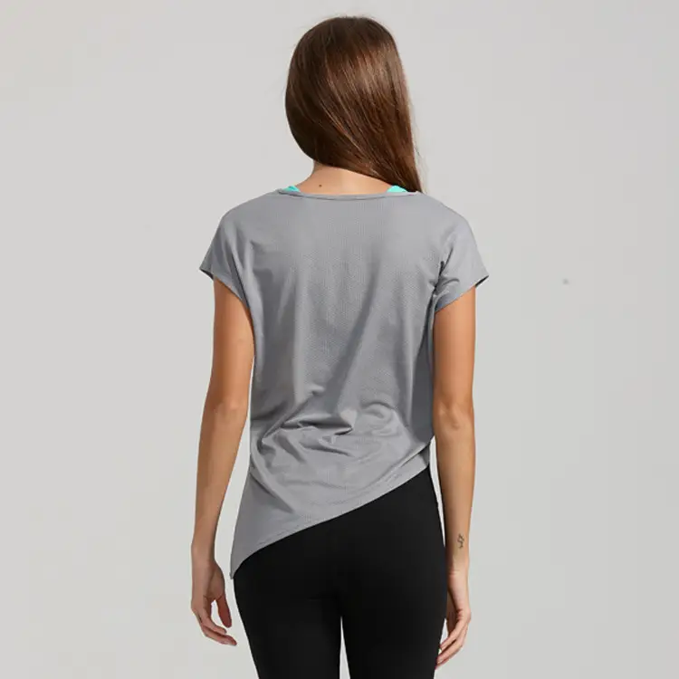 Loose breathable jacquard mesh casual sports t-shirt