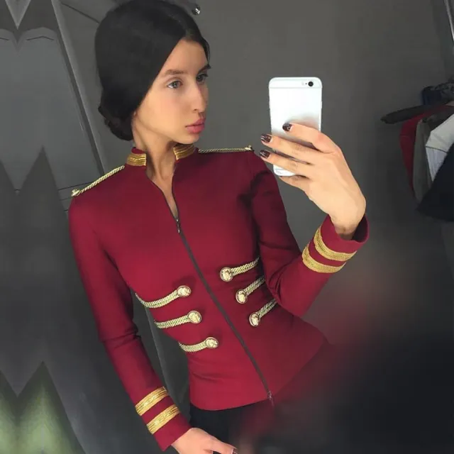 Gold stripe decorative buckle bandage top Wine Red - Shop at LoveMi