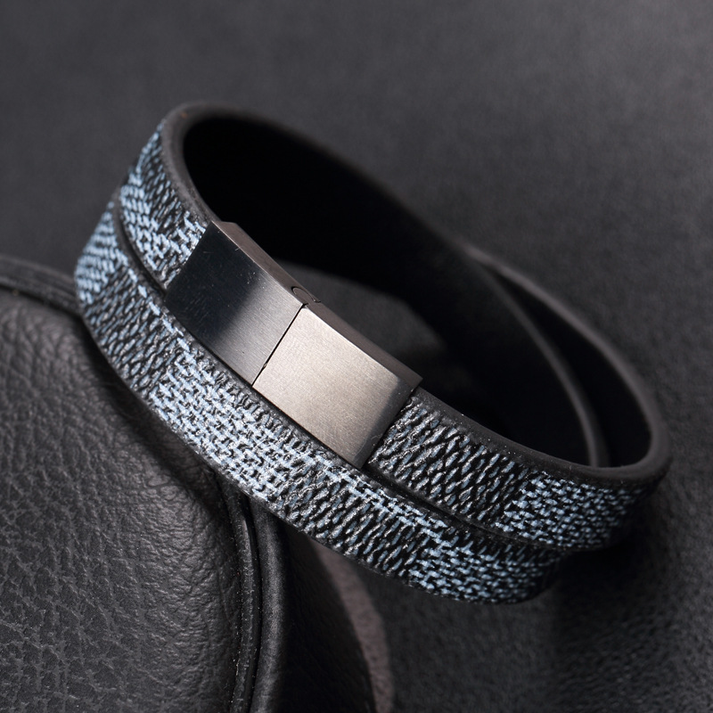 Stainless steel leather bracelet