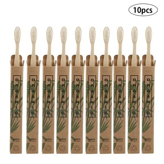 10 Bamboo toothbrushes White - Shop at LoveMi
