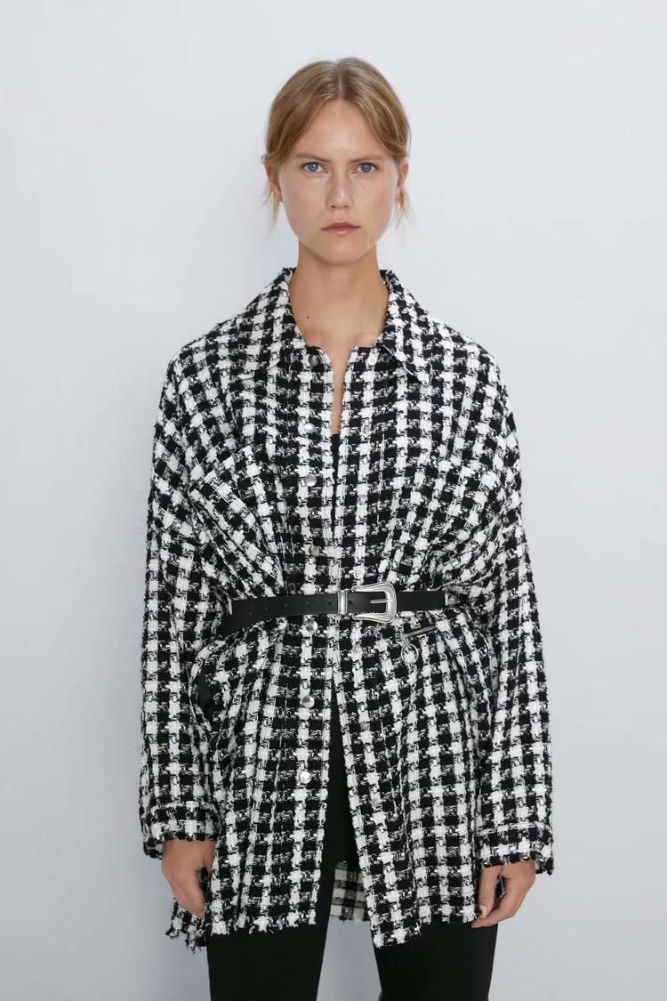 Small fragrance tweed plaid jacket