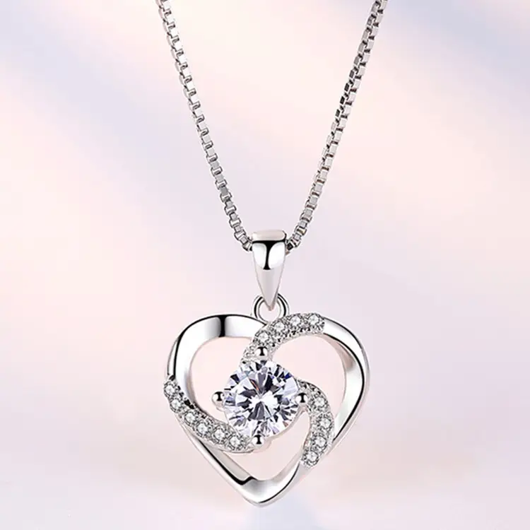 925 silver-plated blue crystal pendant