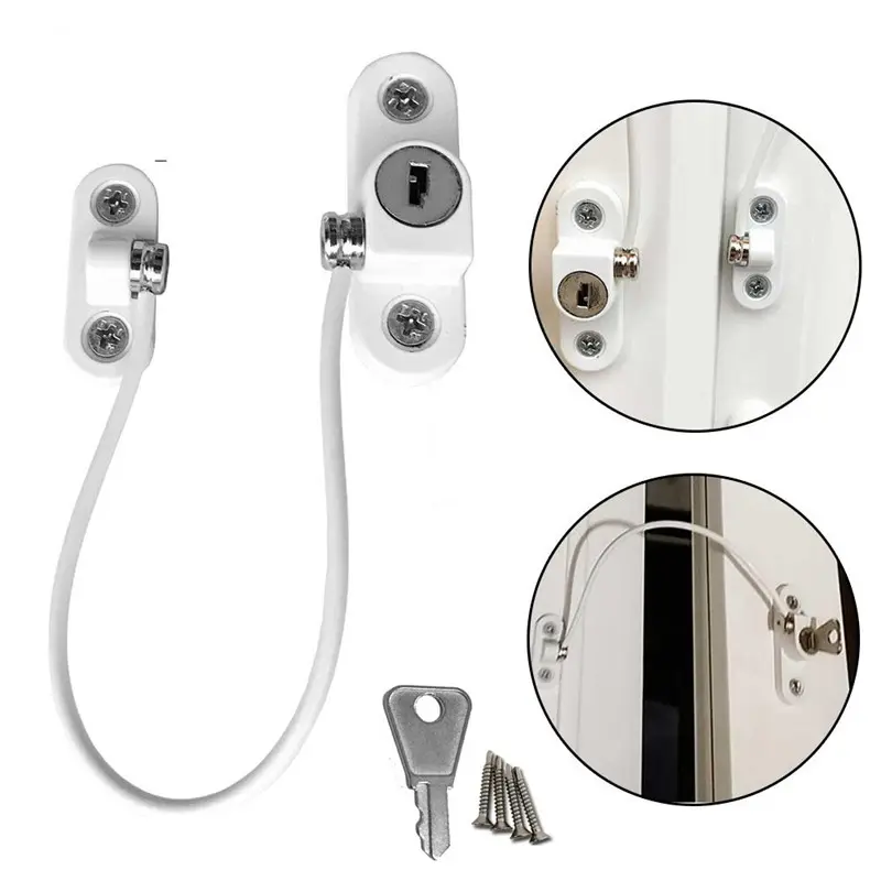 Window Security Chain Lock Cable Restrictor Multifunctional Door Guard
