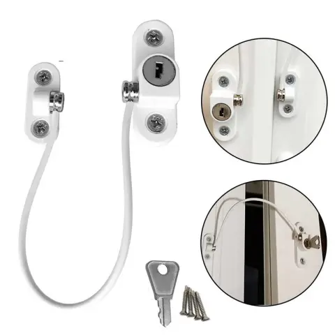 Window Security Chain Lock Cable Restrictor Multifunctional Door Guard