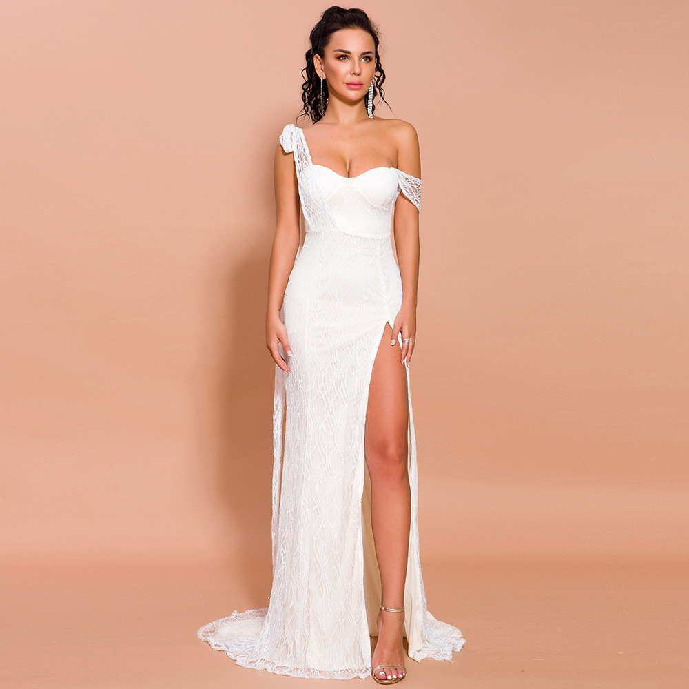 Bodice lace long evening dress