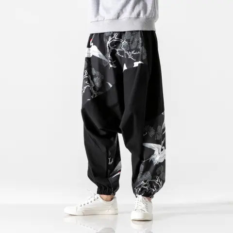 Chinese Style Crotch Big Patchwork Pants