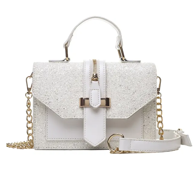 Fire Sequin Handbag Shoulder Bag White - Shop at LoveMi