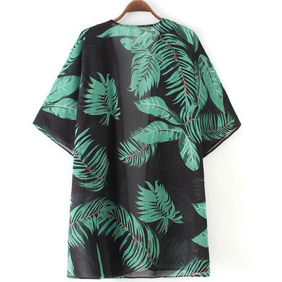 Printed chiffon cardigan