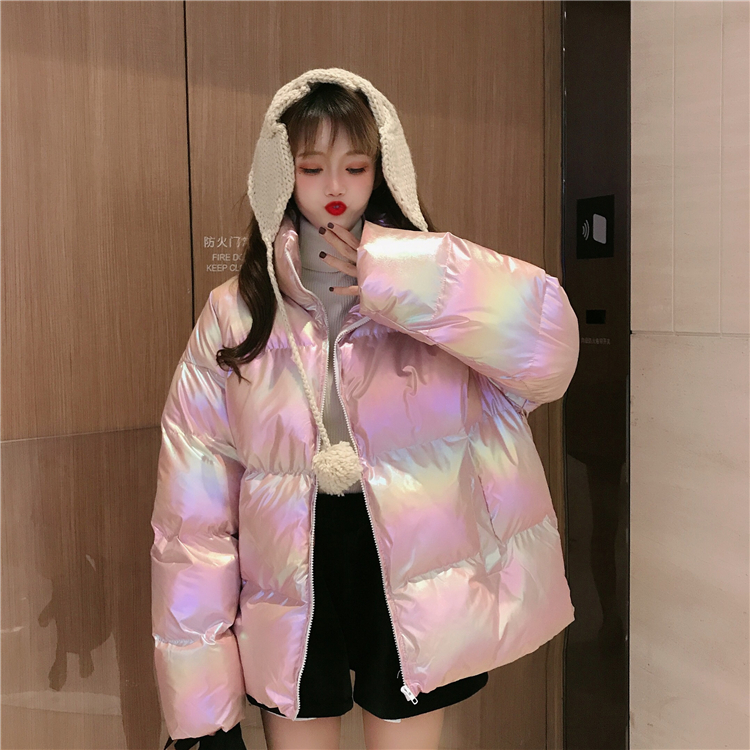 Rainbow reflective cotton coat