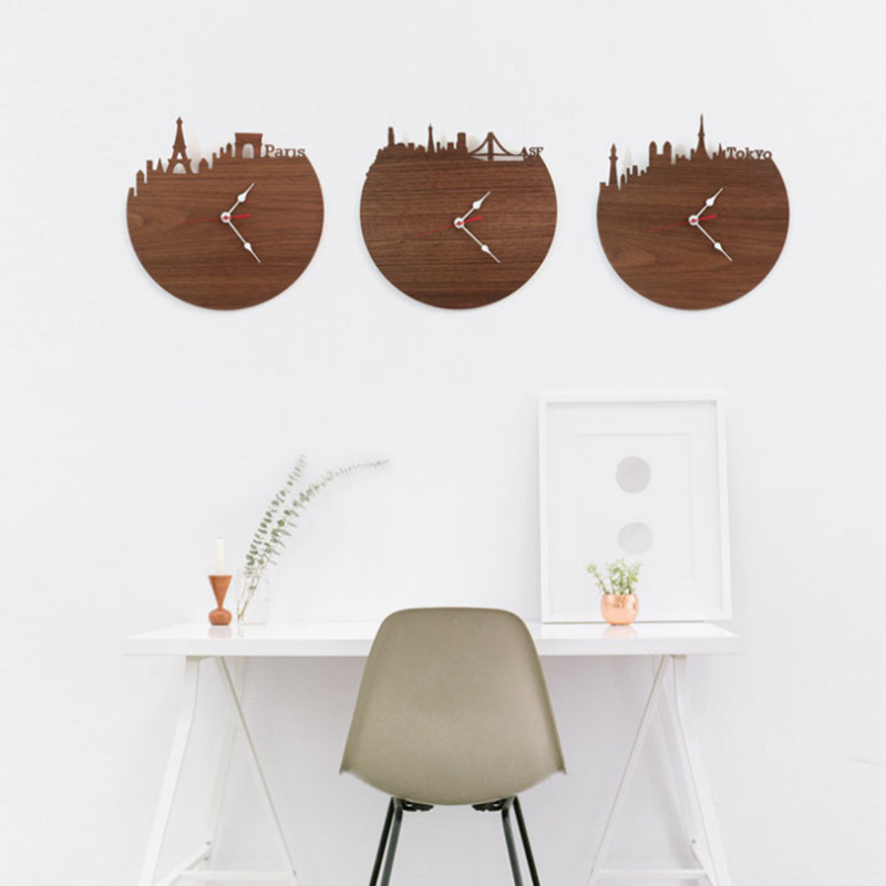 Horloge murale en bois Horloge murale en bois Horloge Murale Moderne Bambou LONDON