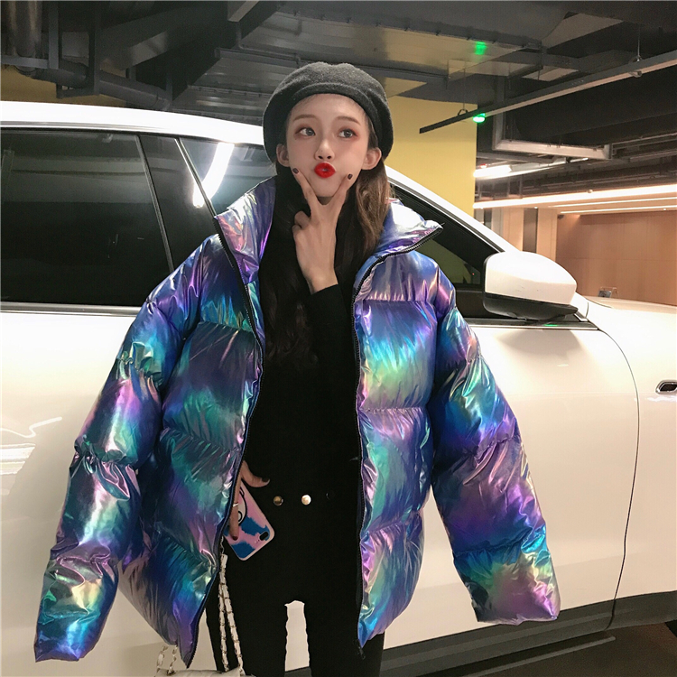 Rainbow reflective cotton coat