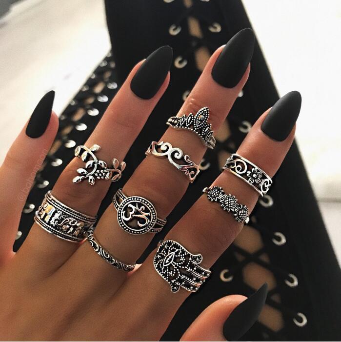 Vintage Openwork Carved 9-Piece Ring