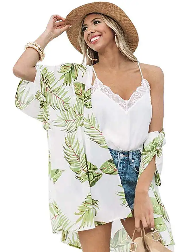 Printed chiffon cardigan