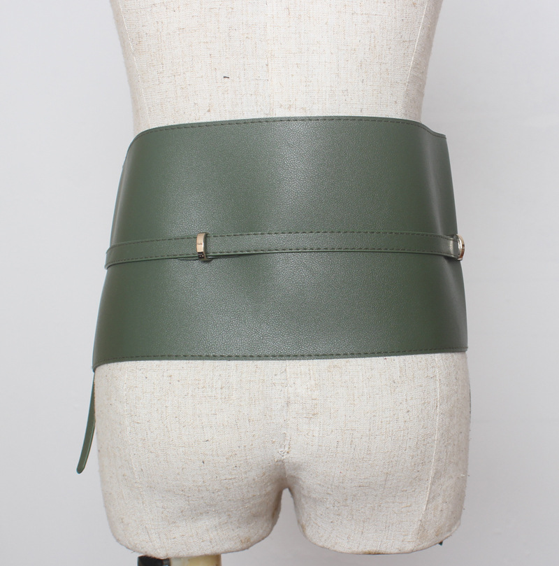 Pointed pu asymmetric skirt wide belt