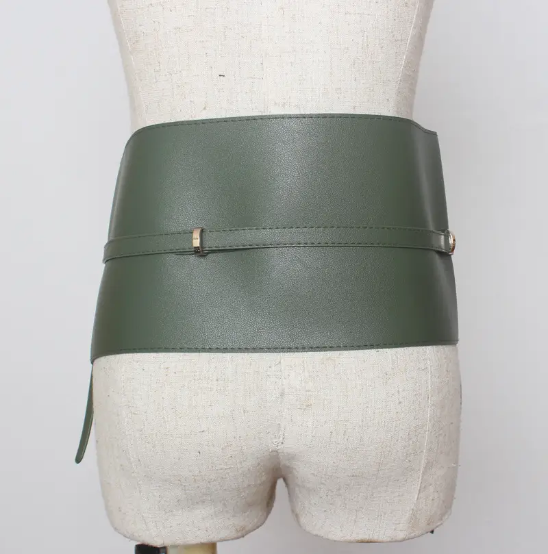 Pointed pu asymmetric skirt wide belt