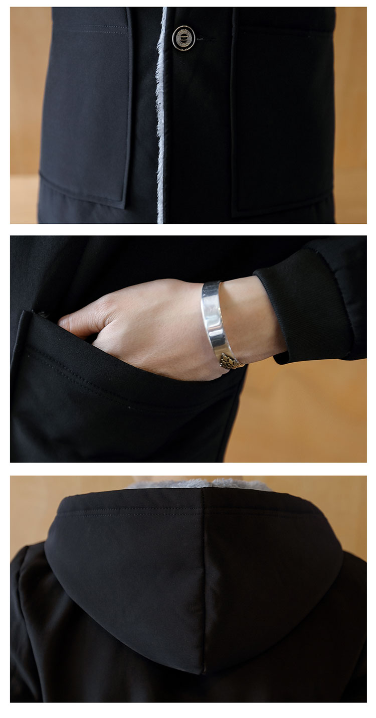 Loose hooded cotton jacket men