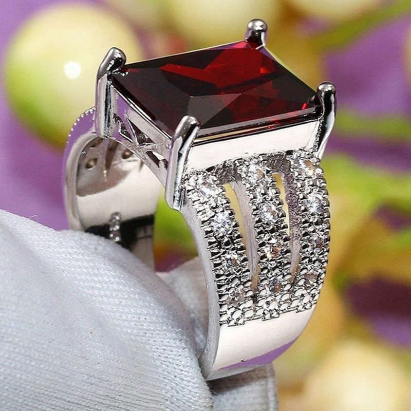 Garnet red zircon skeleton ring