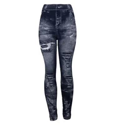 Women's Super Elastic 9 point Denim Leggings Navy - Shop at LoveMi