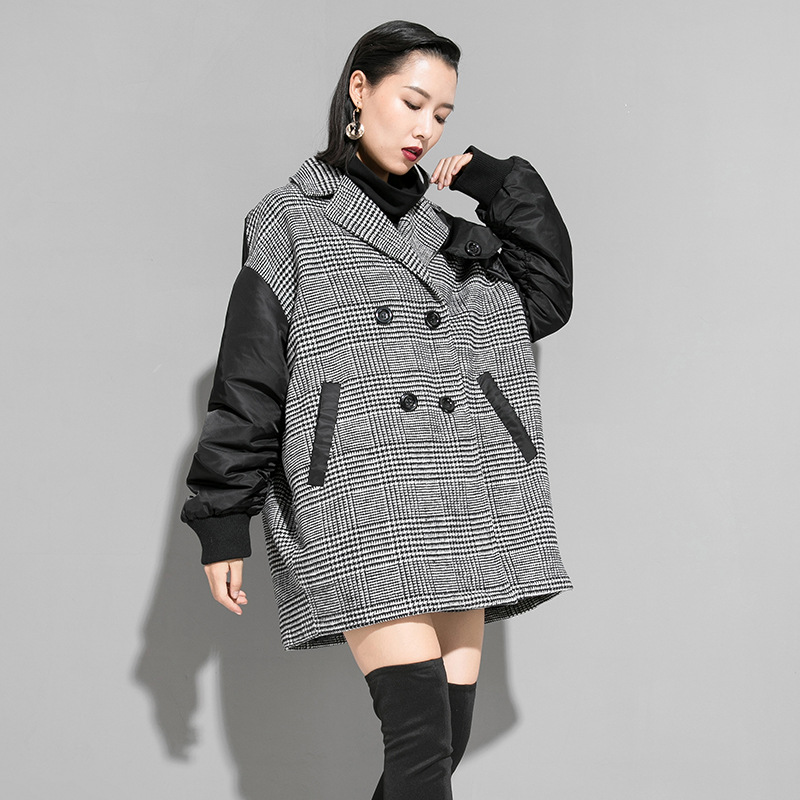 Check suit collar cardigan jacket