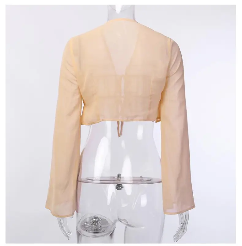 Women's flared sleeves lace-up cardigan