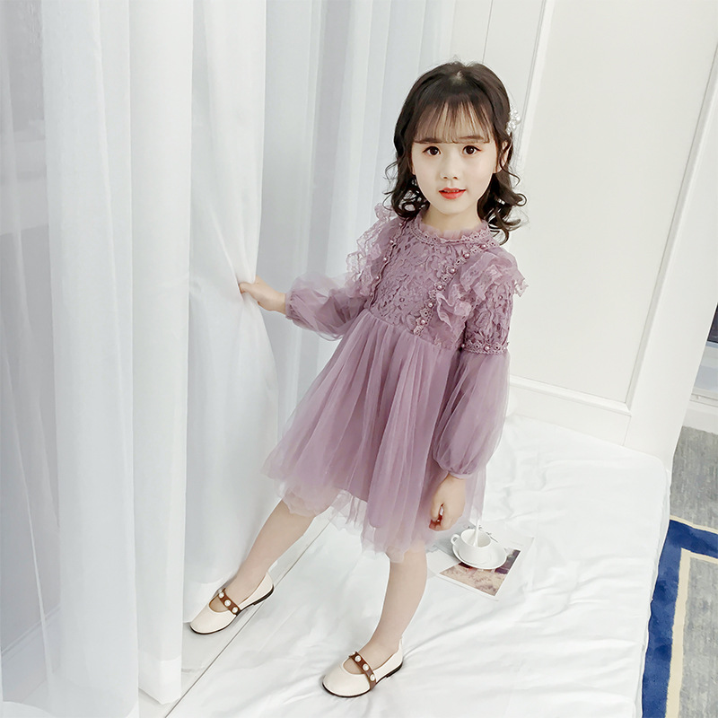 Western-style princess skirt pearl lace skirt