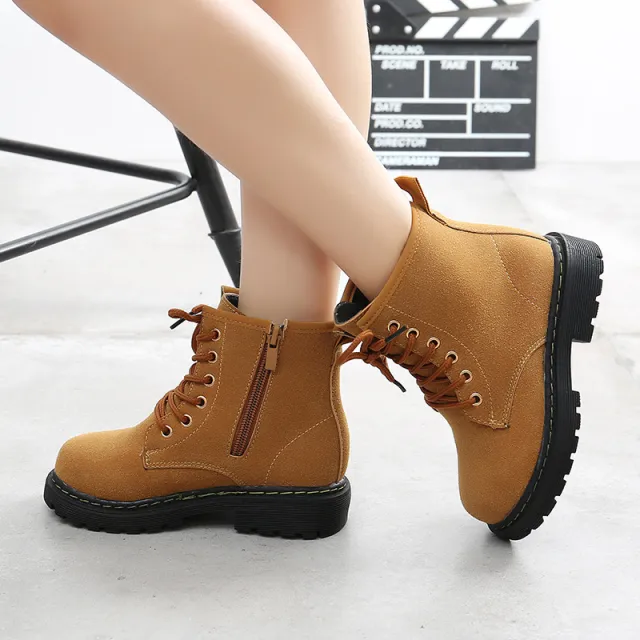 Parent child shoes girls Martin boots cotton shoes Khaki - Shop at LoveMi