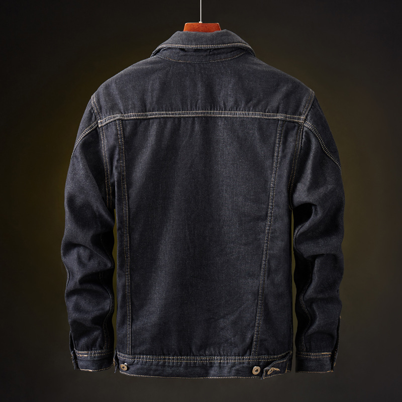 Men's denim jacket plus velvet thickening