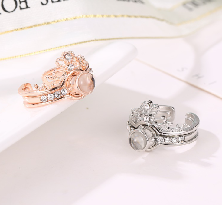 Fashion 100 languages I love you Projection Ring Personality Couple Ring