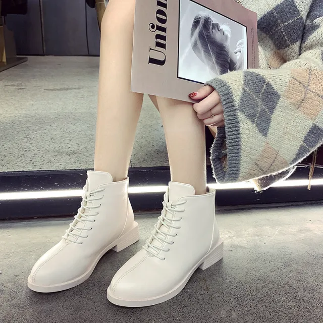 Mid heel Martin boots White - Shop at LoveMi