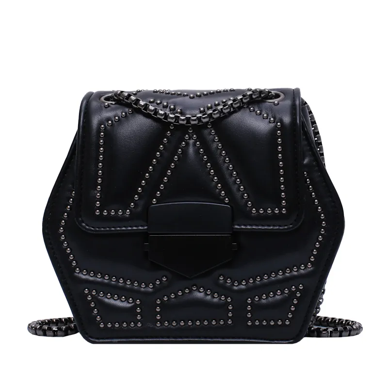 Vintage studs women bag - Black