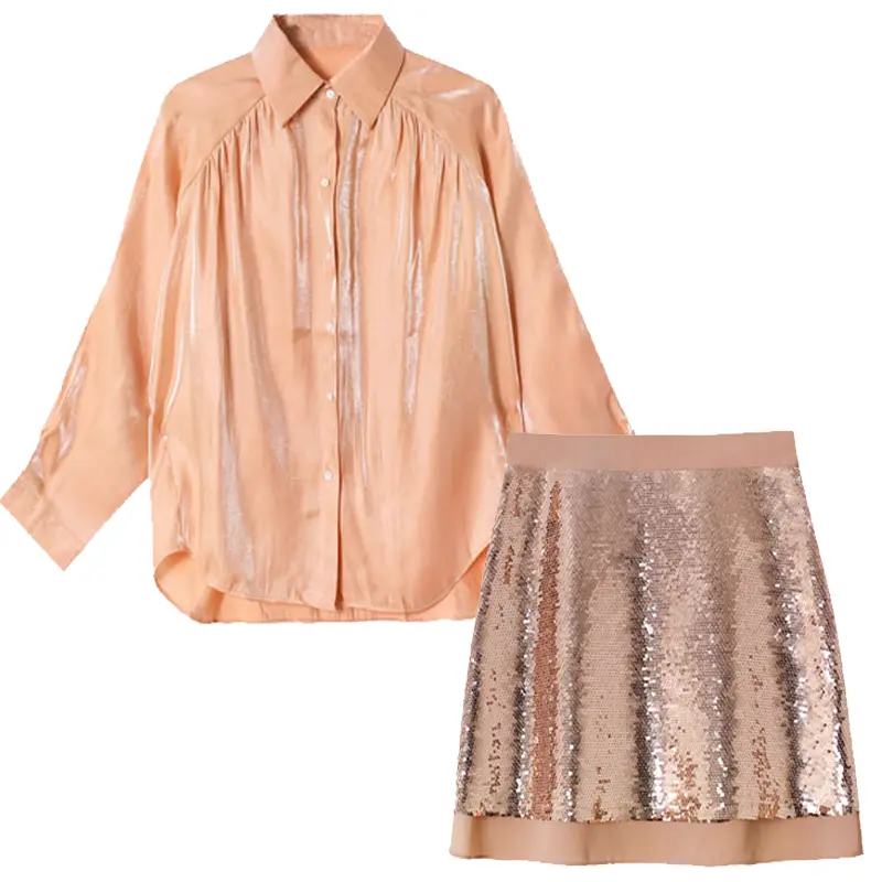 Western style bright shirt skirt suit