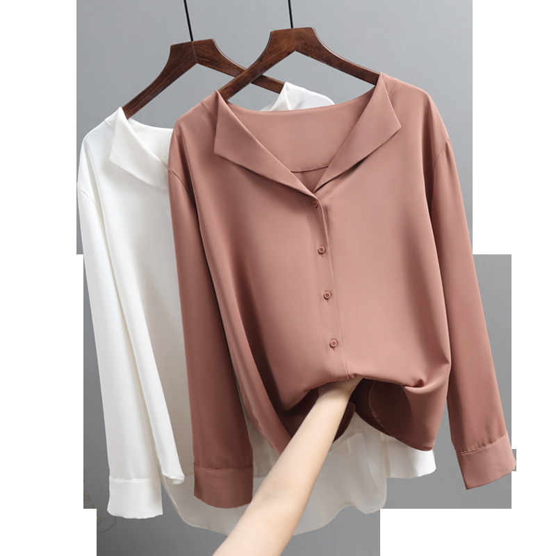 Long Sleeve Loose Chiffon Shirt