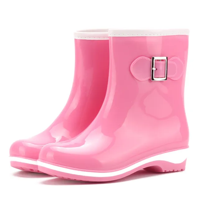 Rain boots warm mid tube snow boots Pink - Shop at LoveMi