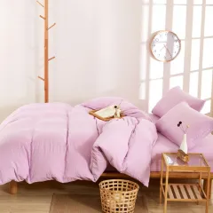 Cotton print four-piece quilt cover - Purple - View 1