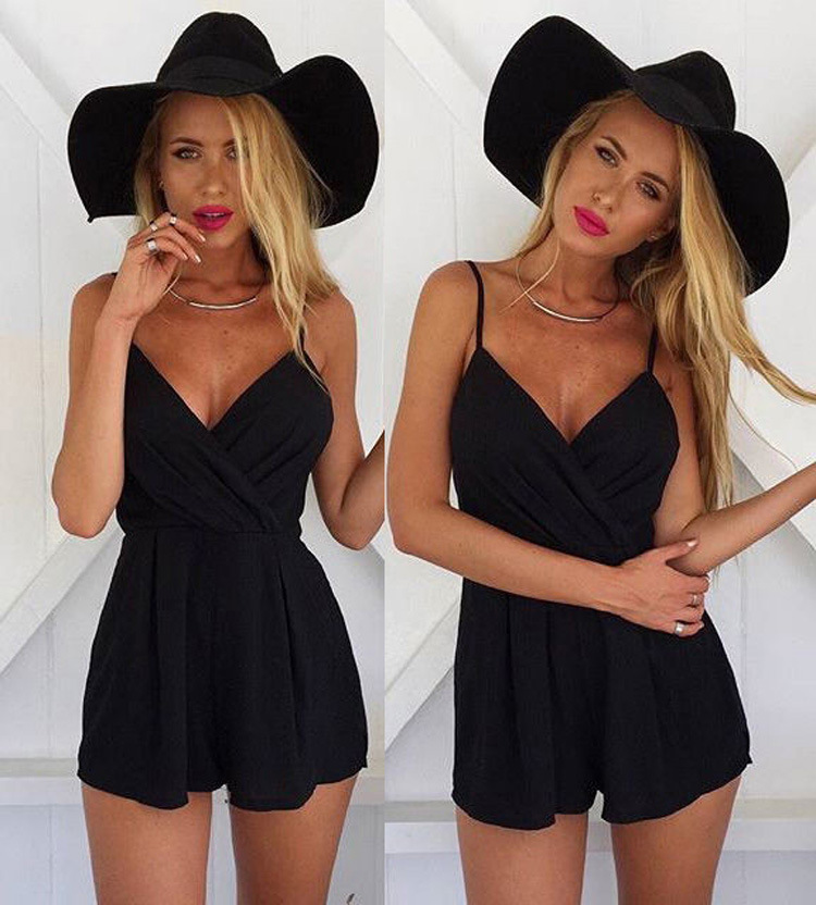 V-neck sexy loose one-piece shorts