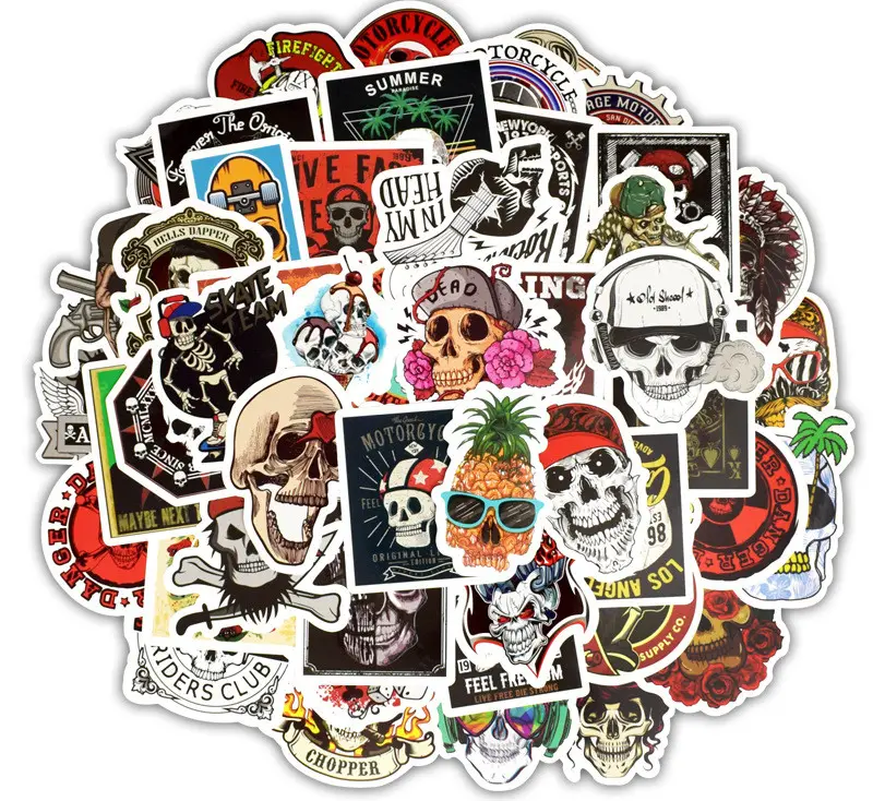 Skull Head Doodle Sticker