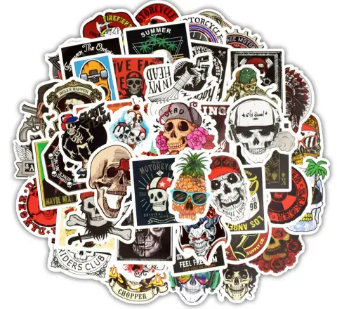 Skull Head Doodle Sticker