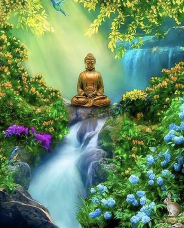 Peaceful silence | Diamond embroidery Buddha Round - Shop at LoveMi