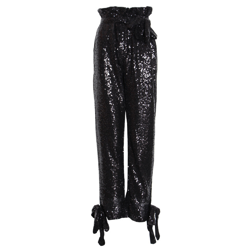 Women's high waist bandage pants with sequins