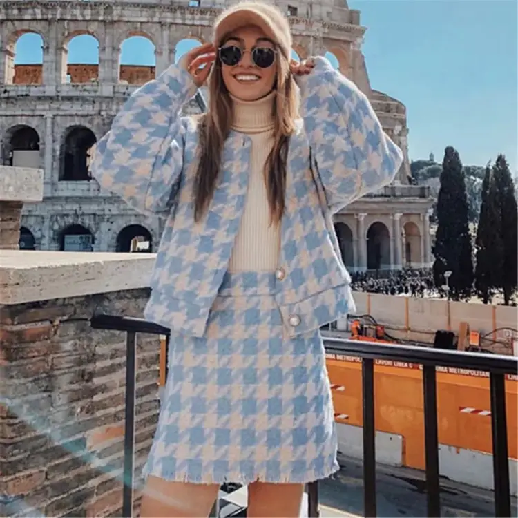 Plaid coat set