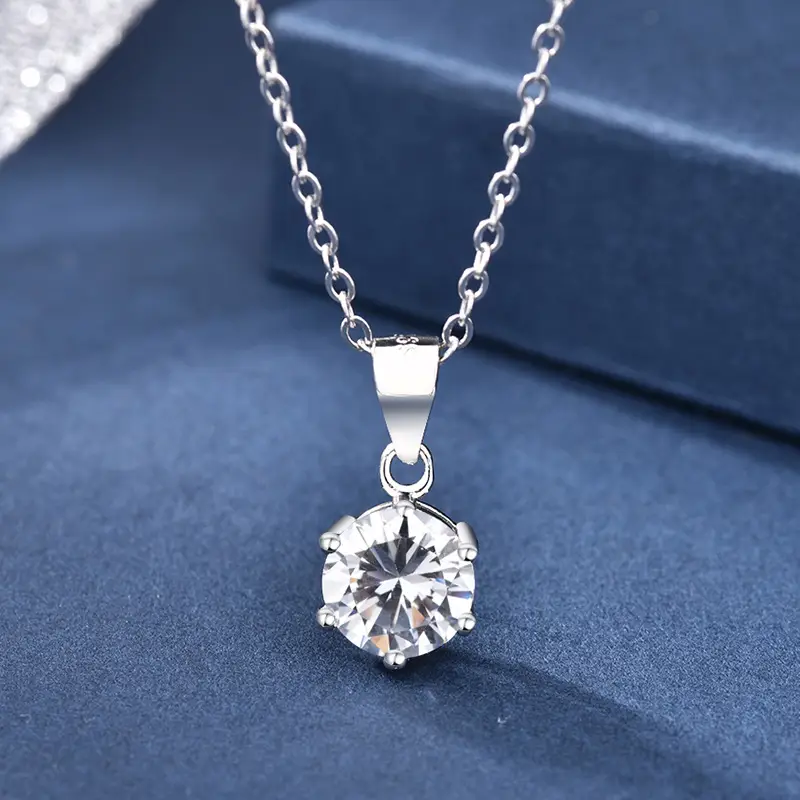 Six-Claw Zircon Sterling Silver Necklace