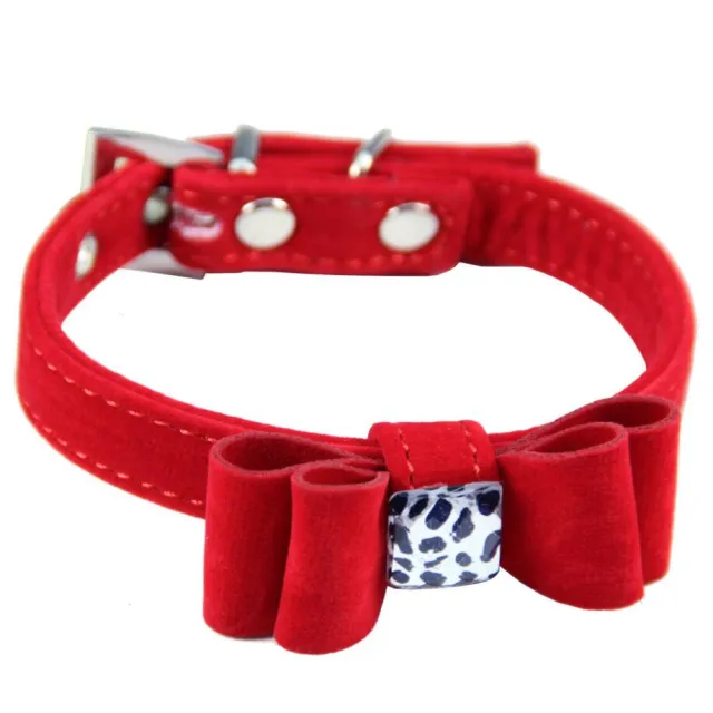 Dog collar made of flannelette with bow tie Red - Shop at LoveMi