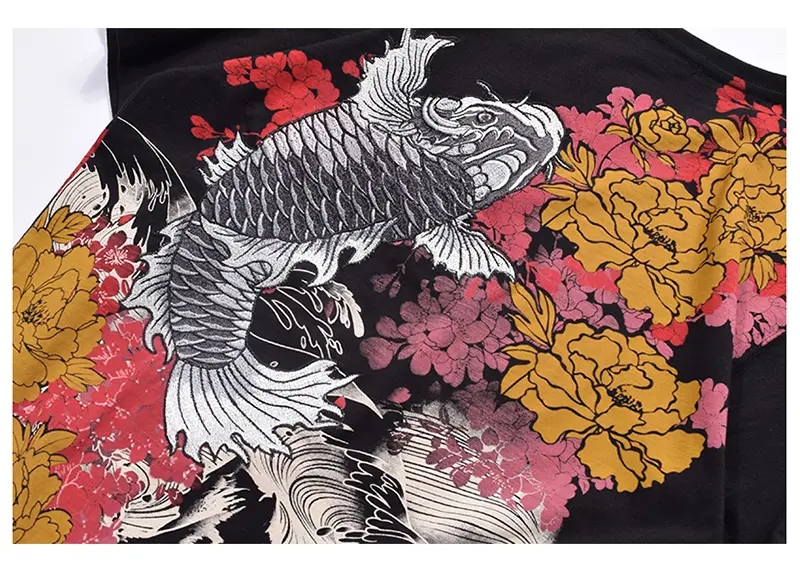 Gray Koi Embroidered Shirt