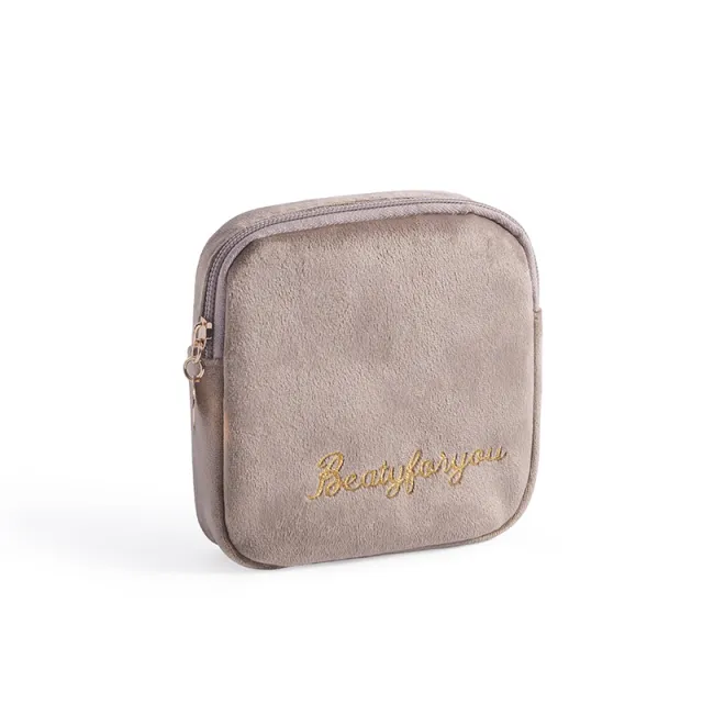 Sanitary towel storage bag plush cloth Khaki - Shop at LoveMi