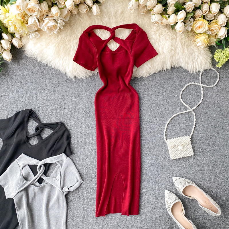 Butt-wrap knit dress