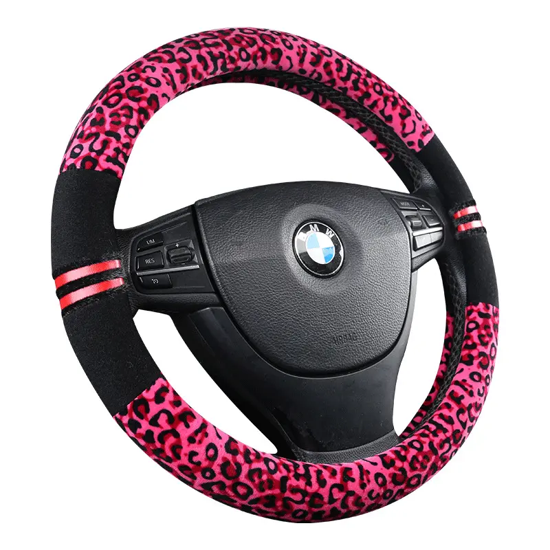 Winter Plush Car Steering Wheel Covers Leopard