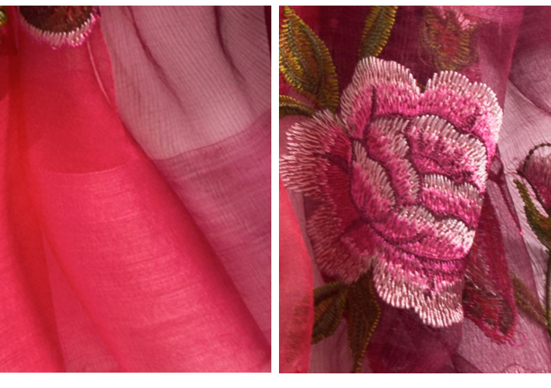 Silk scarf with wild embroidery in spring