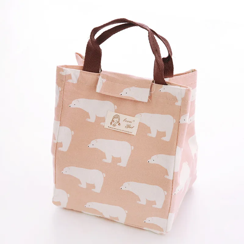 Cotton linen insulation bag - Pink